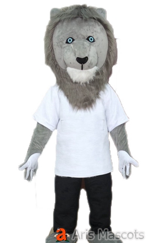 Funny Grey Lion Mascot Costume Adult Fancy Dress-Disguise Lion Suit Custom Mascots