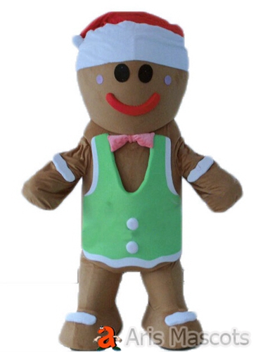 Giant Gingerbread Man Mascot Costume For Christmas Event Cartoon Character Mascots for Sale Adult Gingerbread Boy Dress Up