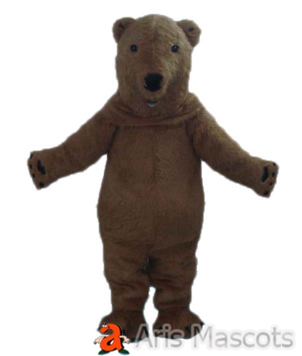 Realistic Bear mascot Costume, Faux fur Brown Bear Fancy Dress Adult full outfit