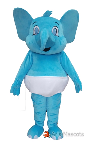 Giant Baby Elephant Mascot Costume-Funny Mascot Elephant Calf Fancy Dress Blue Color