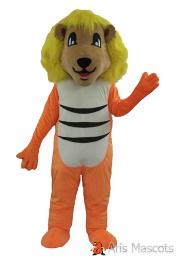 Yellow Hair Mane Lion Mascot Costume for Sale, Disguise Lion Fancy Dress Full Body Suit