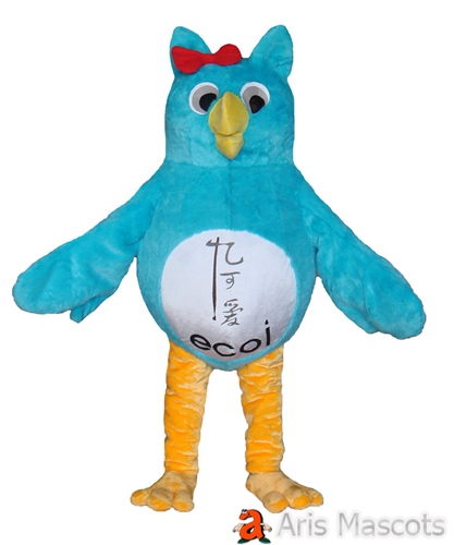 Giant Blue Owl Mascot Costume for Entertainment Girl Owl Fancy Dress Full Body Suit