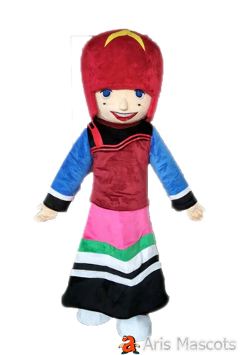 Lovely Girl Mascot Costume for Event , Disguise Girl Full Body Suit for Parades