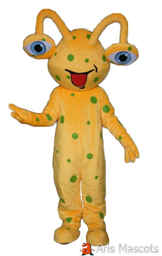 Yellow Alien Mascot Costume with Green Spots , Disguise Alien Fancy Dress up