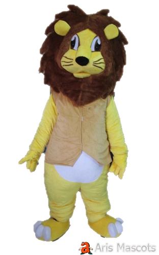 Cute Full Body Big Head Lion Suit, Lion Mascot Costume