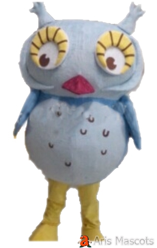 Giant Owl Mascot Blue and Grey, Adult Owl Fany Dress Full Body Mascot Costume