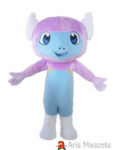 Mascot Elephant Blue and Purple, Elephant Adult Costume