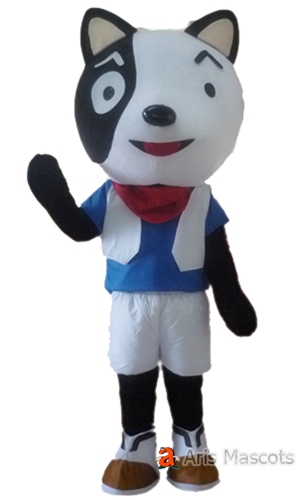 Black and White Dog Mascot Costume for Sale, Fancy Dog Suit Adult