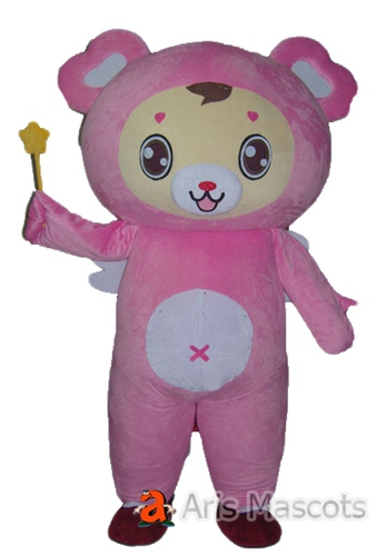 Giant Pink Girl Bear Mascot Costume for Sale, Bear Cosplay Full Body Dress