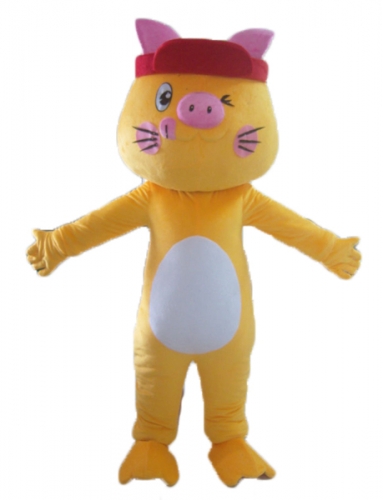 Yellow Pig Mascot Full Body Suit, Cosplay Pig Fancy Dress