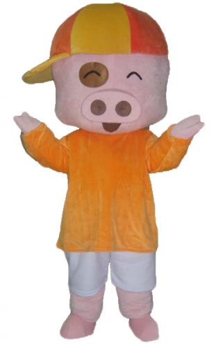 Lovely Pig Mascot Costume , Big Head Pig Adult Full Outfit