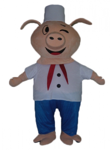Chef Pig Mascot Costume, Full Body Pig Costume with Chef Outfit