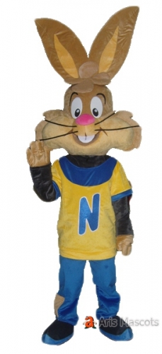 Big Head Rabbit Mascot Costume Brown Rabbit Bunny Suit for Sports
