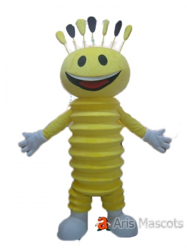 Yellow Caterpillar Mascot Costume for Sale, Insect Mascot Caterpillar Adult Costume
