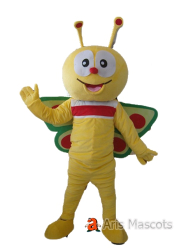 Yellow Butterfly Mascot Costume for Event, Disguise Butterfly Fancy Dress