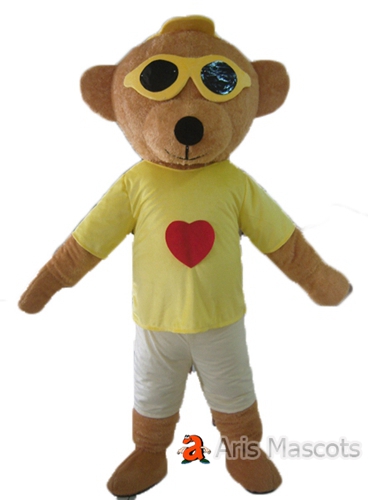 Brown  Dog Mascot with Sunglasses , Cool Dog Adult Outfit