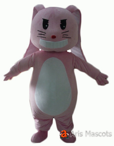 Pink and White Rabbig Mascot Costume for Event, Disguise Rabbit Outfit
