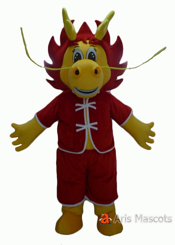 Mascot Dragon Costume with Kungfu Outfit, Chinese Dragon Full Adult Suit