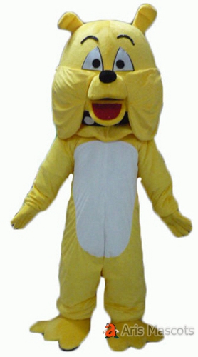 Yellow and White Shar Pei Dog Mascot Costume, Fur Plush Mascot  Suit Dog