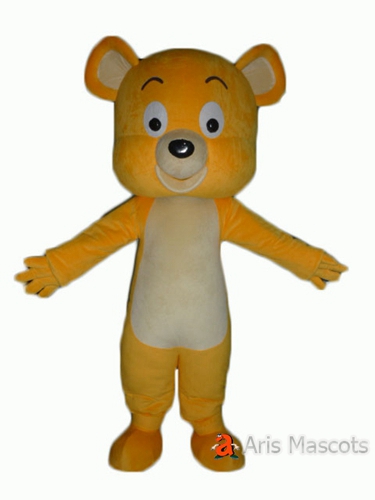 Round Head Bear Mascot Costume, Full Body Bear Adult Dress