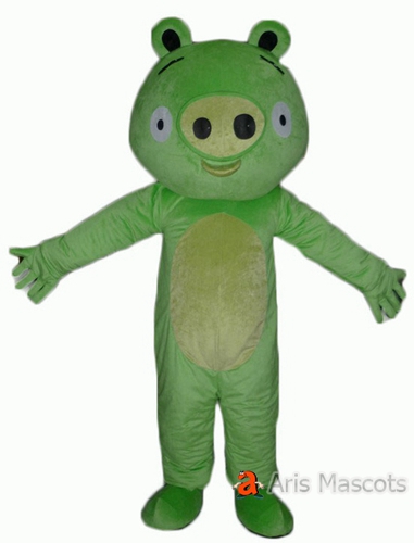 Pig Costume Adult Full Mascot Suit, Green Color