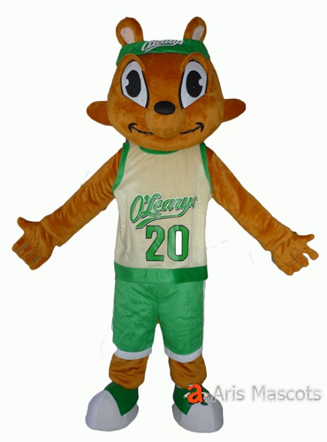 Brown Squirrel Costume with Jersey Suit, Full Body Squirrel Mascot for Team