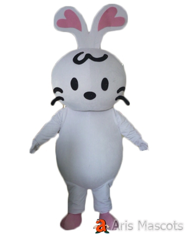 White Bunny Rabbit Mascot Costume Lovely Animal Mascots Custom