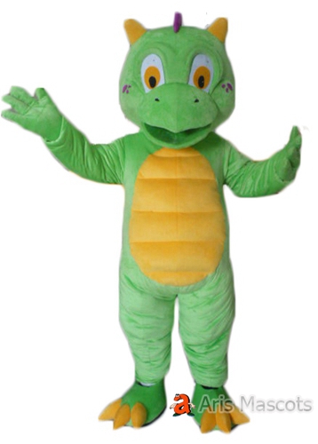 Shop Mascot Dinosaur Mens Costumes Full Body Green and Yellow Color
