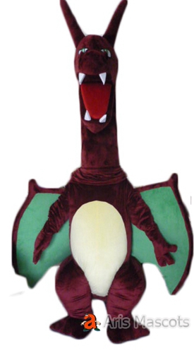 Giant Scary Dinosaur Mascot Costme with Big Wings for Brand Marketing