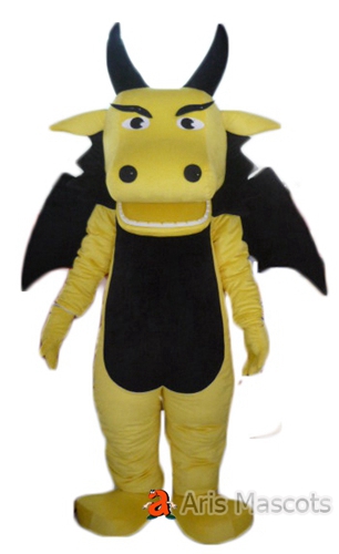 Foam mascot Yellow and Black Dragon Adult Costume for Brand Marketing
