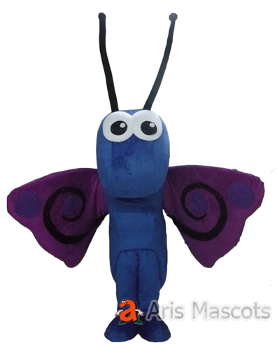 Mascot Blue Butterfly Costume for Parades, Full Mascot Butterfly Dress for Adults