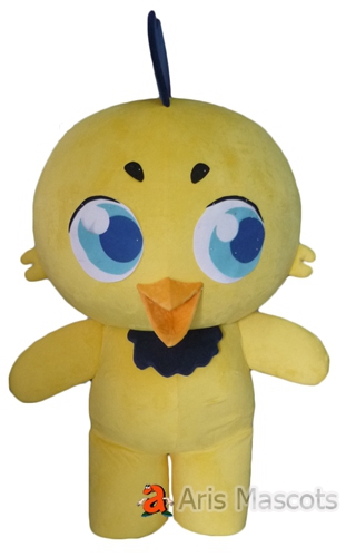 Giant Head Yellow Chicken Mascot Suit, Big Eyes Chicken Adult Costume