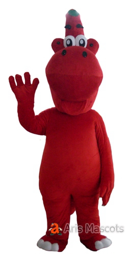 Red Dinosaur Mascot Costume, Full Body Mascot Plush Dinosaur Suit