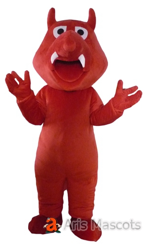 Red Dinosaur Mascot Costume, Full Body Mascot Plush Dinosaur Suit