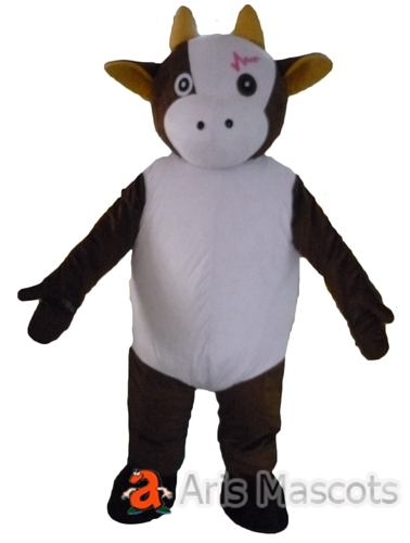 Brown and White Cow Mascot Costume Adult Fancy Cow Cosplay Dress