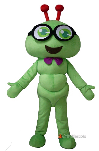 Green Caterpillar Mascot Costume for Entertainment, Custom Made Mascot Insect Outfit