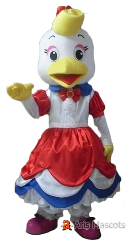 Mascot Hen Costume with Dress, Girl Chicken Adult Suit