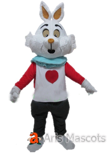 Plush Bunny Rabbit Adult Costume for Easter Holiday Events, Foam Mascot Bunny Suit