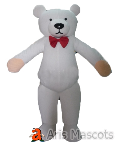Full Body Mascot White Teddy Bear Costume for Events, Stage Costumes Bear Adult Suit