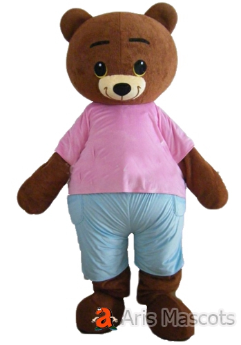 Lovely Bear Mascot with Shirt and Shorts for School, Professional Mascot Maker