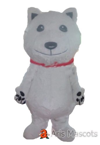 Big White Bear Mascot Plush Full Body Suit for Brands and Sports, Custom Made Fur Mascots Bear Outfit