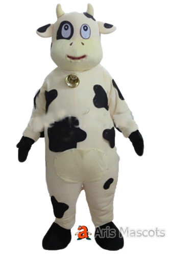 White with Black Spots Cow Mascot Costume for Adults, Custom Made Mascots Cow Suit