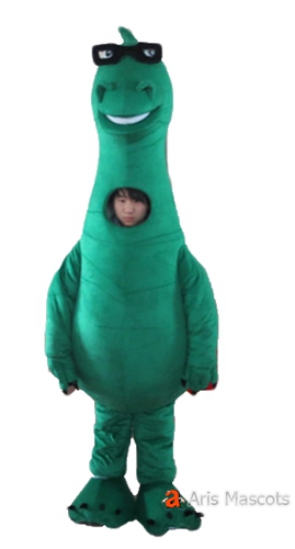 Giant Green Dinosaur Mascot Costume for Entertainment, Custom Made Animal Mascots Dinosaur Aduit Suit