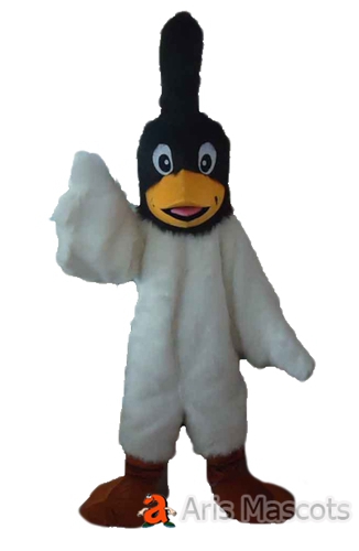 Fur Plush Mascot Full Body Outfit Black and White Eagle Adult Suit