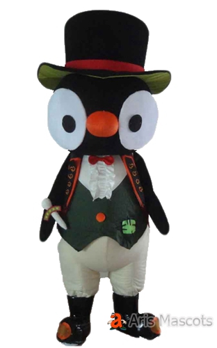 Big Penguin Macot Costume with Black Hat-Full Body Mascot Suit Penguin Dress