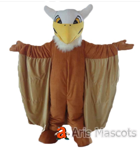 Brown Eagle Mascot Costume with White Head, Eagle Cosplay Dress