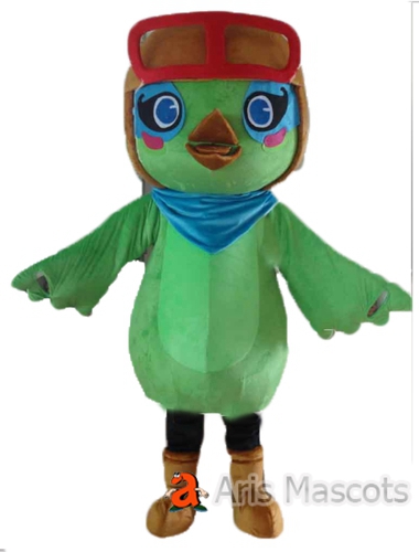 Green Chicken Mascot Costume with Goggles-Disguise Chicken Adult Fancy Dress