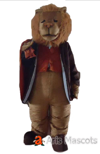 Fur Mascot Plush Lion Adult Costume -Custom School Mascot Outfit Lion Fancy Dress