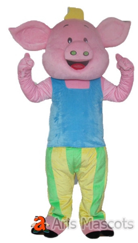 Big Smile Pink Pig Adult Costume for Carnival Events-Mascot Big Head Pig Adult Suit