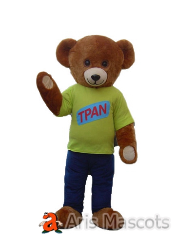 Lovely Bear Mascot with Shirt and Shorts for School, Professional Mascot Maker